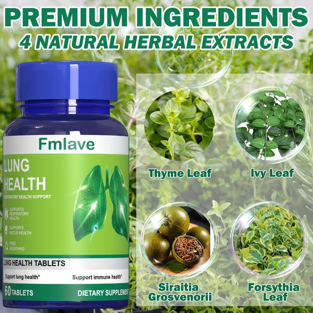 Cleanse Support Supplement, Lung & Respiratory Health Support, Powerful Herbals Extract Formula for Breathing Comfort, Immune & Mucus Support, 60 Tablets (36g)