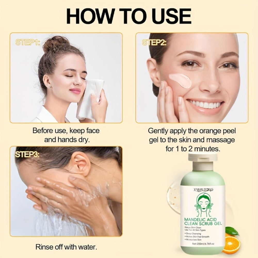 Deep Cleansing Exfoliating Gel, Featuring Mandelic Acid - with Aloe Vera And Rose Extract, Provides Long-Lasting Hydration to Cleanse Pores, Suitable for Daily Use on Both Face And Body