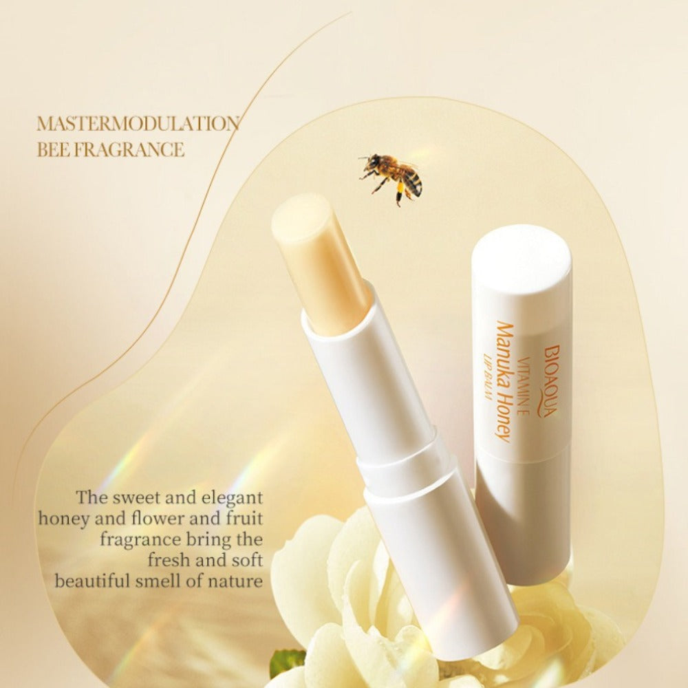 6pcs/10pcs Manuka Honey & Vitamin E Lip Balm Suitable for Women - Overnight Hydrating Lip Mask & Lip, 12hrs Long-Lasting Moisture, Korean Skincare, for Dry, Chapped Lips