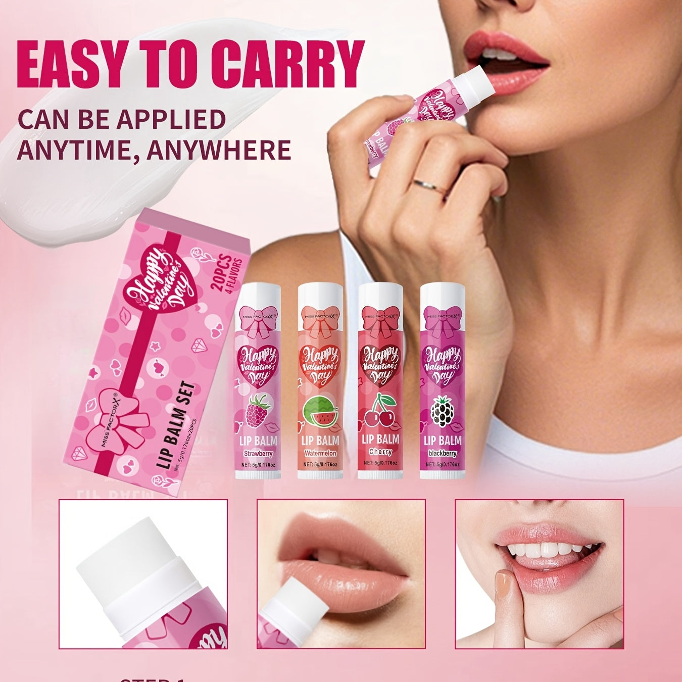 20pcs Miss FactorX Lip Balm Set, Glossy Finish, Replenishing Moisturizer for Dry Skin, Long-Lasting Hydration, Mother's Day Gift, Perfect Valentine's Day Gift for Women