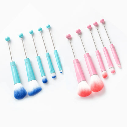 Beadable Makeup Brushes Set 10Pcs DIY Colorful Polyester Bristles ABS Handle Eye Shadow Concealer Cosmetic Brushes Holiday Gift for Women Girls Multiple Color Options