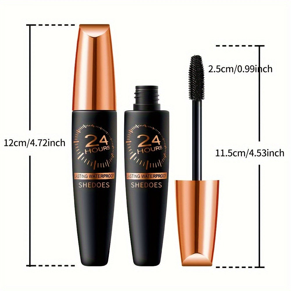 Mascara 3 Pack 8D Volume & Lengthening Formula — Deep Black, Smudge-Proof, Thickening, Plant-Derived Squalane, Warm Water Removable, Long-Lasting Wear for Women