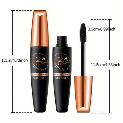 Mascara 3 Pack 8D Volume & Lengthening Formula — Deep Black, Smudge-Proof, Thickening, Plant-Derived Squalane, Warm Water Removable, Long-Lasting Wear for Women
