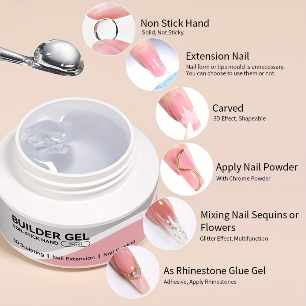 BORN PRETTY 60G Sculpting Gel No-Sticky Quick Extension Nail Gel Polish Clear Milky White 3D Carving Molding Glue Soak Off Construction Gel Vernis