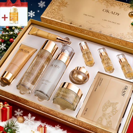 24K Golden Color Luxury Skin Care Set, +Mud Mask Stick, Skincare, Day And Night Care, Suitable For AllSkin Types, Not Allergic, With Moisturizing And Firming Skin Set, New Year Gift, Mother'S Day Gift-Holiday Surprise