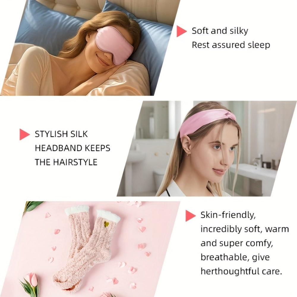 Bath Gift Set with Rose Scented Candles, Dried Flowers, Bath Salt Balls, Water Cups, Eye Masks, Gift Cards, Blankets, Soaps, Socks, Hair Ribbons, Can Be Used As Birthday, Christmas, Mother's Day, Valentine's Day Gifts for Family, Friends