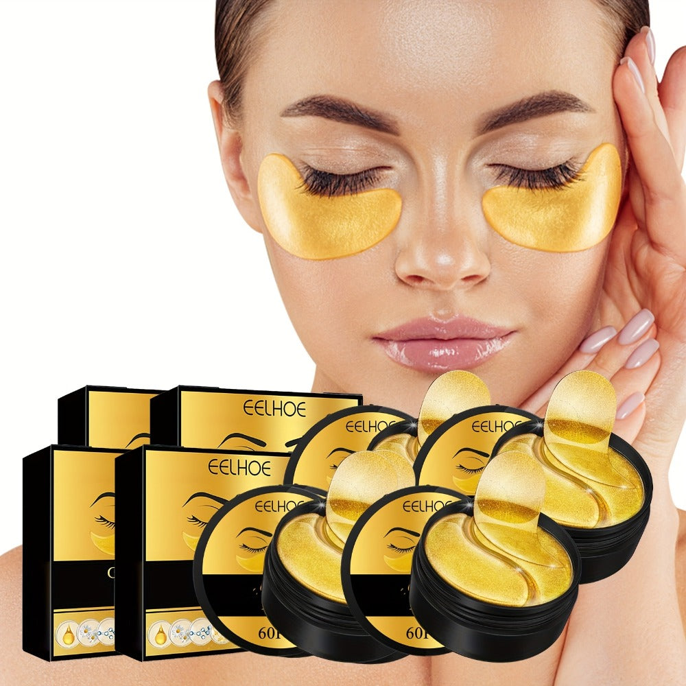 2 Boxes Of 120pcs--320g Golden Eye Mask, Glycerin, Collagen And Hyaluronic Acid, Deep Moisturizing Eye Skin, Suitable For Women Christmas, Valentine'S Day And New Year Gifts