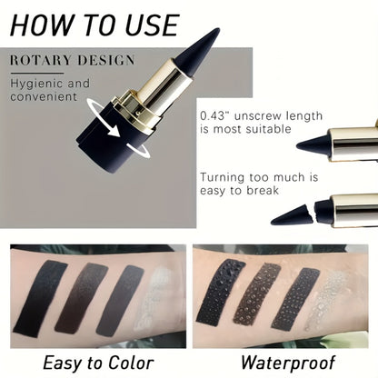 Eyeliner Gel Stick 2/4PCS 24-Hour Long-Lasting Waterproof Matte Fast-Drying Non-Smudge Eye & Lip Liner with Brush for Everyday Party Makeup