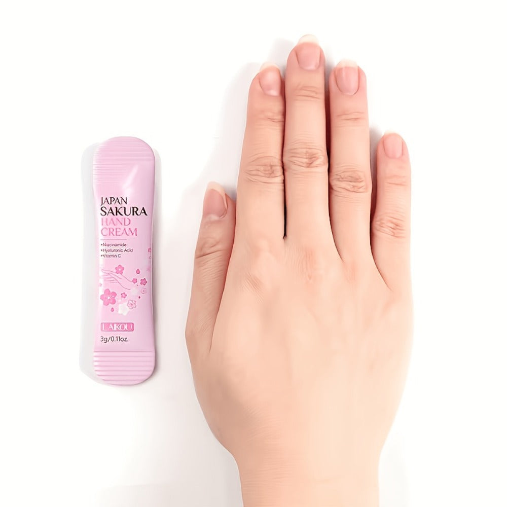 Cherry Blossom Hand Cream 20pcs — LAIKOU Japanese Sakura Moisturizing Hand Cream with Glycerin & Vitamin C, Lightweight Portable Travel Size | Mother's Day Gift Set