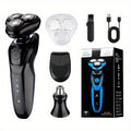 Men's 3-in-1 Electric Shaver & Nose Hair Trimmer with USB Rechargeable, Floating Blade & Digital Display Suitable for Sideburns Trimming, Portable Shaving Machine for Nose Hair Care, Ideal Gift for Men and Fathers Day