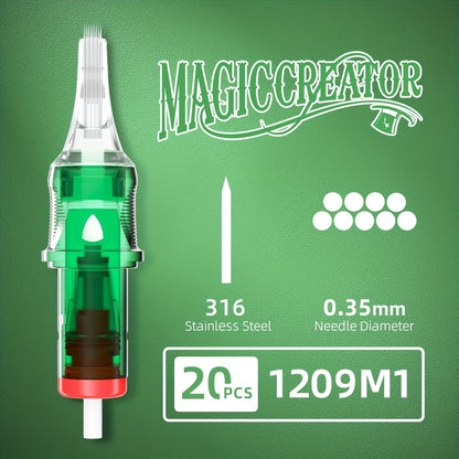 Disposable Tattoo Needles 20pcs Mixed Set - RL RS M1 C-M Multi-Gauge, High Transparency Cartridge, Lasting Sharpness & Ample Ink Capacity for Professional Artists & Beginners