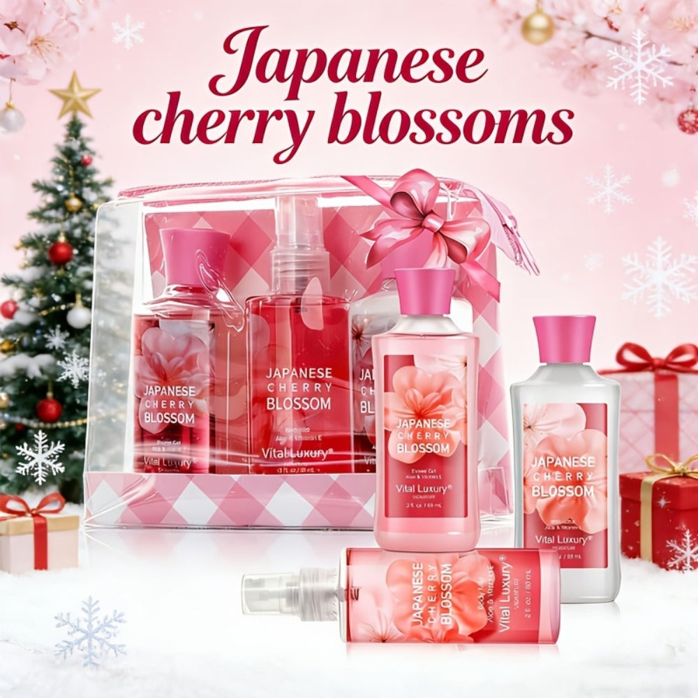 Japanese Cherry Blossom Bath & Body Care Set |3oz (Shower Gel Body Lotion Body Mist) Luxurious Foam Material, With A Refreshing And Deodorizing Aroma, Suitable For All SeasonsAn Excellent Gift For Mothers, Wives, Sisters, And Girlfriends