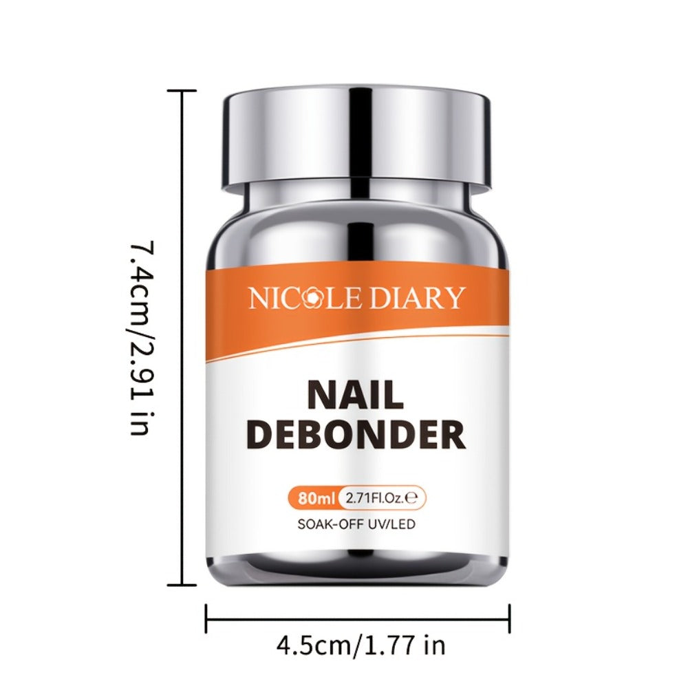 NICOLE DIARY 2.71oz Nail Debonder Remover for Press on Nails Nails Rhinestone Remover Tools Quick Remover 3-5s Soaking Liquid False Nails Tips Easy to Remove