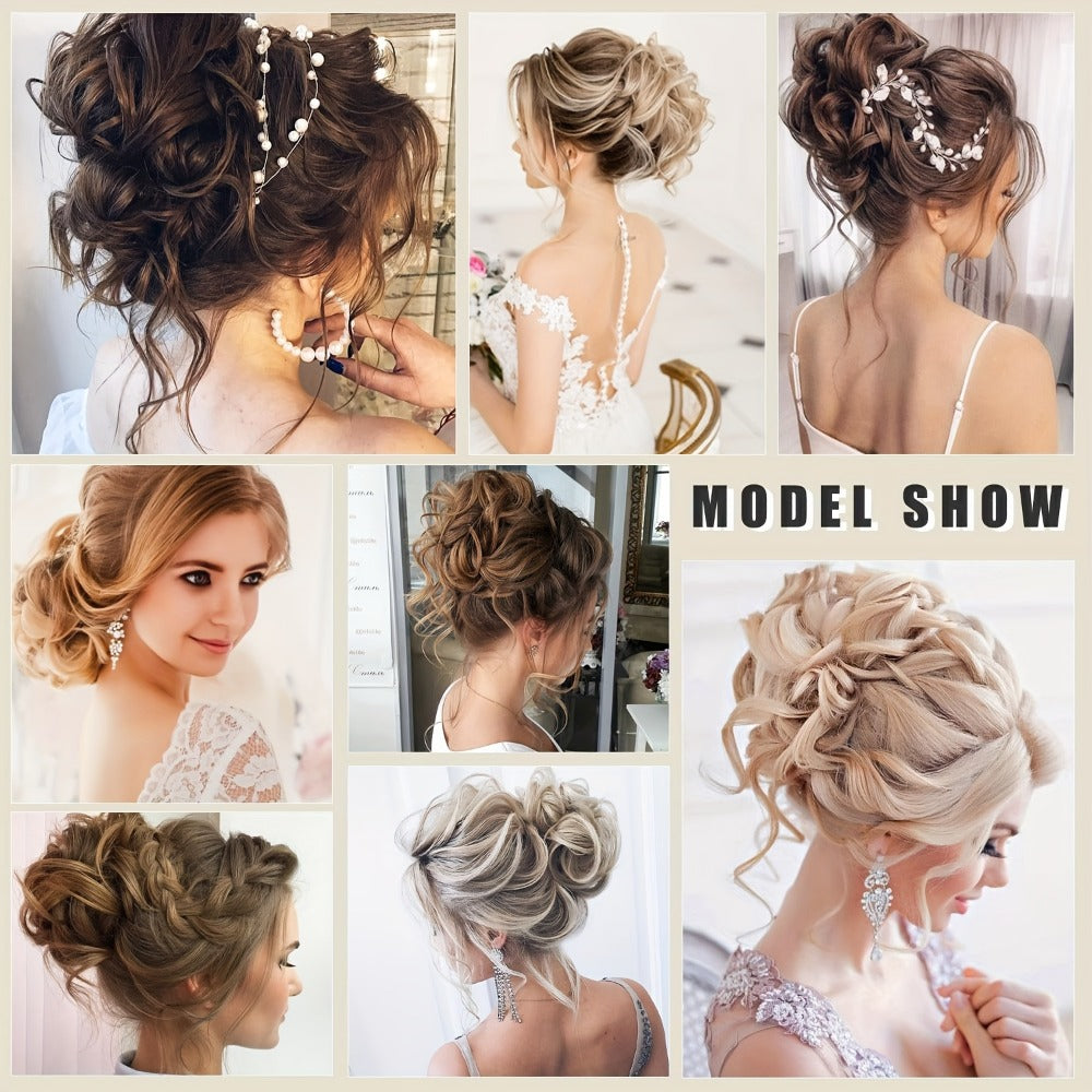 Messy Bun Hairpiece Claw Clip Curly Wavy Synthetic Hair Extension Updo for Women 6 Inch Multi-Color Easy Style No Heat Instant Bun Hair Piece