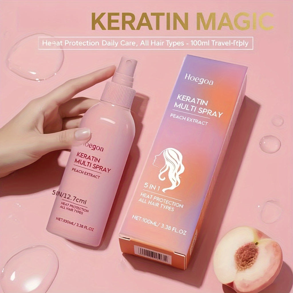 Set of 2 Fruity Peach Leave-In Conditioner Spray, Ideal for Styling Normal Hair with a Fluffy Look, Provides Hydration And Moisture, Lasting Scent, Heat-Resistant And No Rinse Required. Perfect Gifts for Valentine'S Day