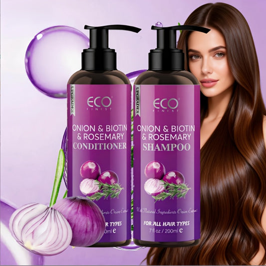 ECO Biotin & Rosemary Shampoo & Conditioner Set, Hydrate & Moisturize Hair, Oil Control, Natural Hair Moisturizer with Onion, Rosemary, Biotin & Jojoba, Gently Cleanses, Refreshing Hair, Make Hair Smooth & Soft, Strengthen Hair, Dry Hair, Scalp