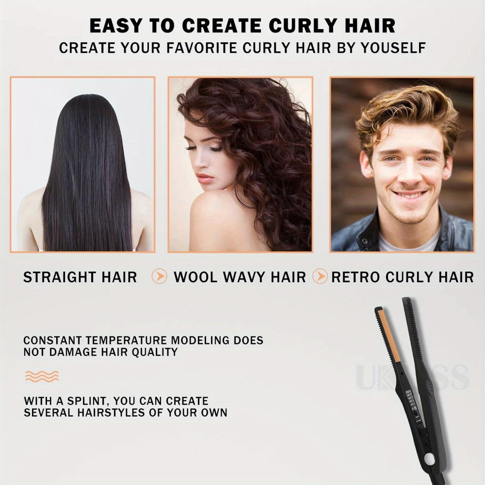 2-In-1 Hair Straightener Curling Iron, 4 Modes Adjustable - Fast Crimper Hair Tool, Root Crimper for Professional Salon, Wavy Hairstyle Hair Tools Holiday Gifts