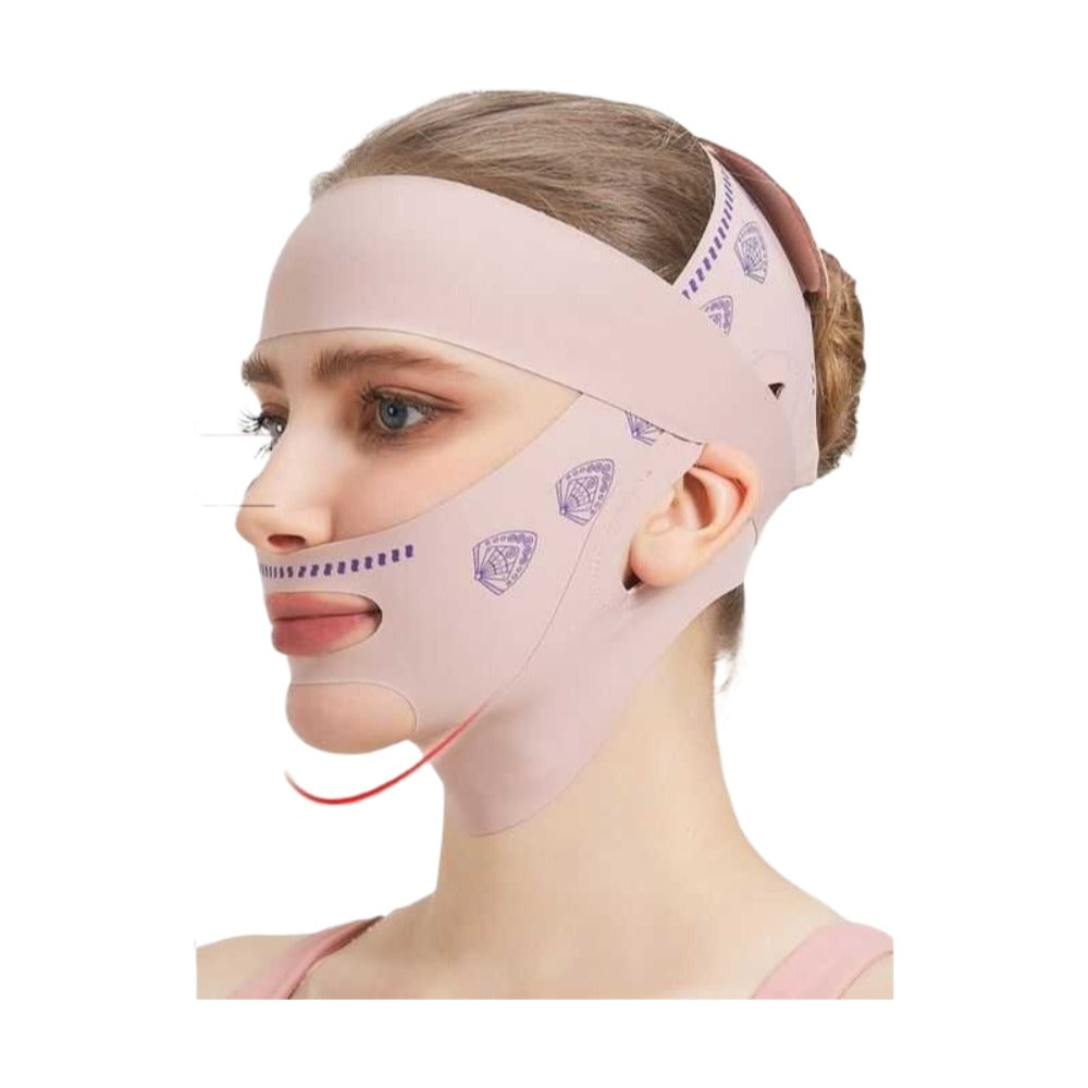 5pcs Gray Or Pink 2-Pack Combo (V-Line Face Lift Belt And Forehead Lift Belt), Refreshing Lifting Mask for Day And Night Use, Unisex Design. V-Line Mask with Nasolabial Fold Band, Facial Contouring Lifting Mask, Premium Sleep V-Line Shaping Bandage