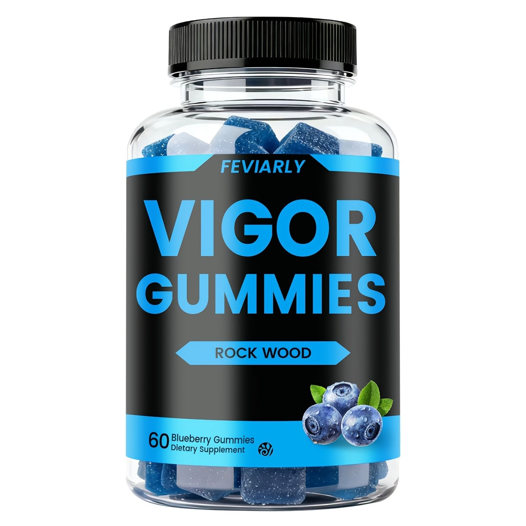 Booster Gummies, Vigor Gummies, Blue Chew, Men'S Daily Support, Lift, Level Up Manhood, Boost Your T, Support Mood, Wood, Men'S Multivitamin with Shilajit, Maca, Longjack, Fast-Acting for Women And Men - Blueberry Flavor
