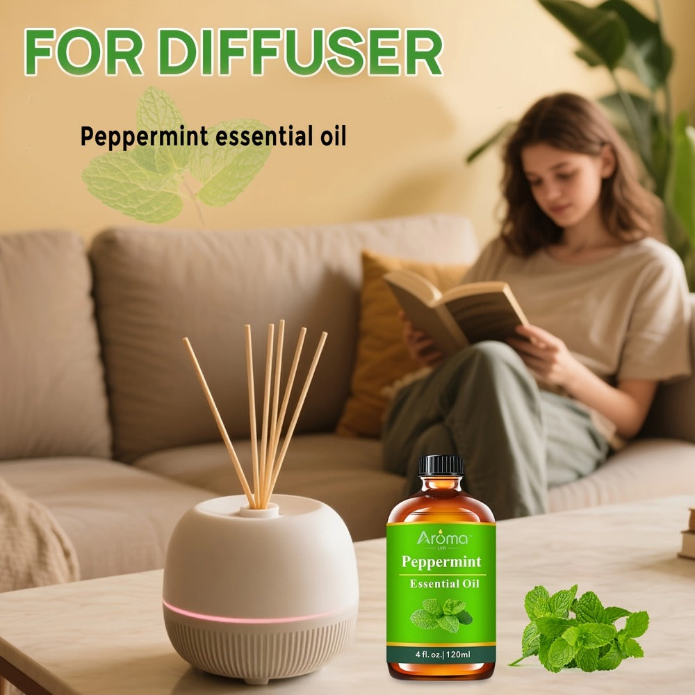 Peppermint Essential Oil - 2.03oz/ 4.06oz Available- Lemon/ Rose/ Lavender/ Frankincense/ Coconut Vanilla Essential Oils, Suitable For Humidifiers, Diffusers, Candles, Car Air Fresheners, Hotel Diffuser Fragrance Oils, Easter Gift Wholesale