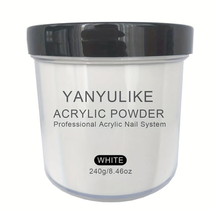 Acrylic Nail Powder 8oz Professional - No Lamp Required Clear Pink Nude White for Extensions 3D Nail Art & Carving - Fast-Set Salon Quality Powder for Beginners & Techs