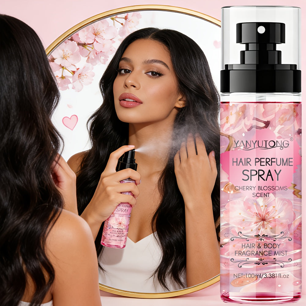 24-Hour Cherry Blossom Scent Hair Perfume Mist | Long-Lasting No-Wash Aromatic Hairspray, Lightweight Non-Greasy Formula for Dates & Daily Use, Portable Styling Spray, Date-Night Essential, Charm-Boosting Dry Shampoo, Perfect Gift for Her