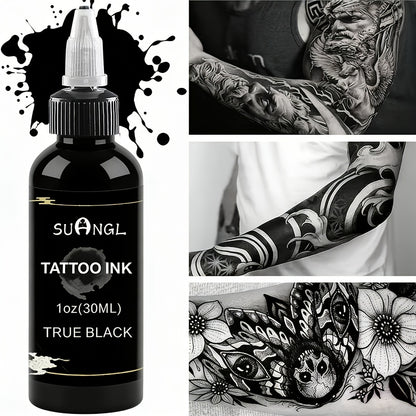 Professional Tattoo Ink Black & White 1.01oz — High Brightness Fine Particle Formula, Needle-Compatible Permanent Body Ink for Tattoo Machines, Studios & Hobbyists