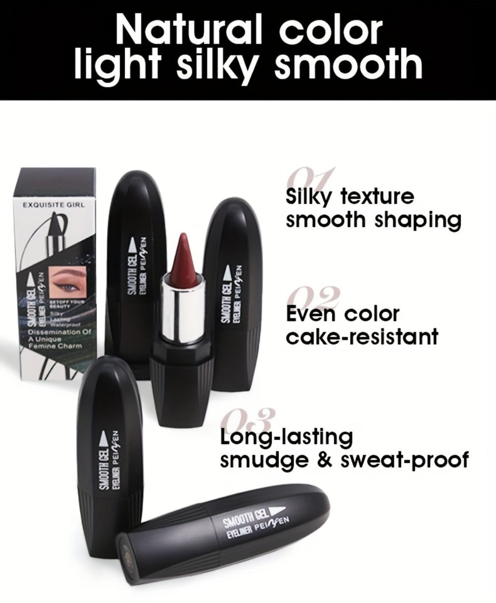 Eyeliner Set 6 Colors - Waterproof Long-Lasting Smudge-Proof Eyeliner Cream, Transfer-Proof Sliding Liner for Eyes & Lips, Black Brown Reddish Brown, Daily & Party Makeup for Women