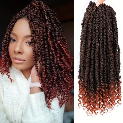 Passion Twist Crochet Hair 8 Packs Pre-Twisted Pre-Looped Curly Ends Bohemian Short Twist Braids Women 8-12 Inch 1B Natural Black Honey Blonde Auburn Burgundy Copper