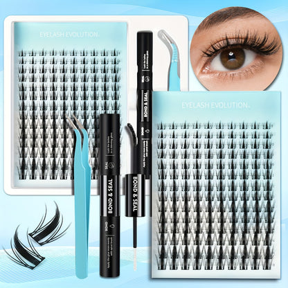 Spike Lash Clusters Kit 8mm-18mm C Curl Anime Fairy Manga Style Individual Spiky Lash Extensions DIY Volume Wet-Look Spiky Natural Lashes with Adhesive Glue