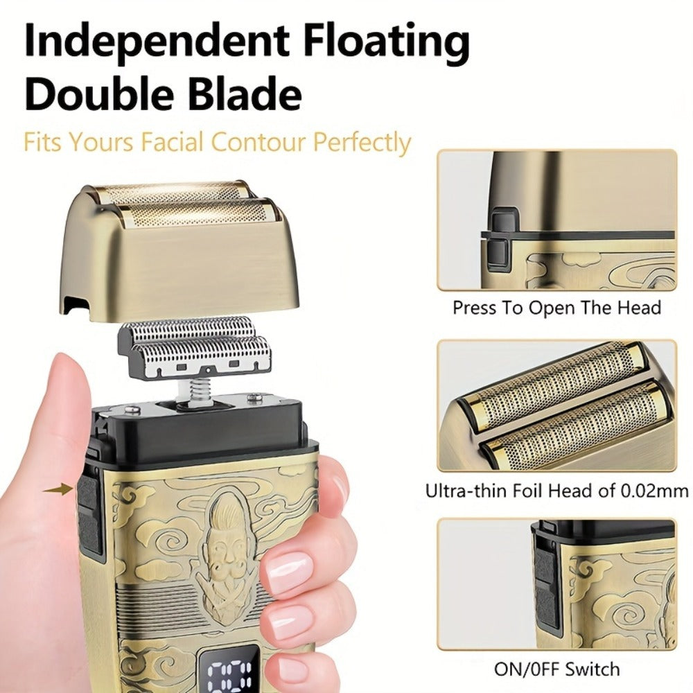 Professional Hair Clippers & Trimmer Set for Men — T-Blade Trimmer, Nose Hair Trimmer, Electric Razor, LCD Display, USB Rechargeable, Zinc Alloy Body, Ergonomic Grooming Kit