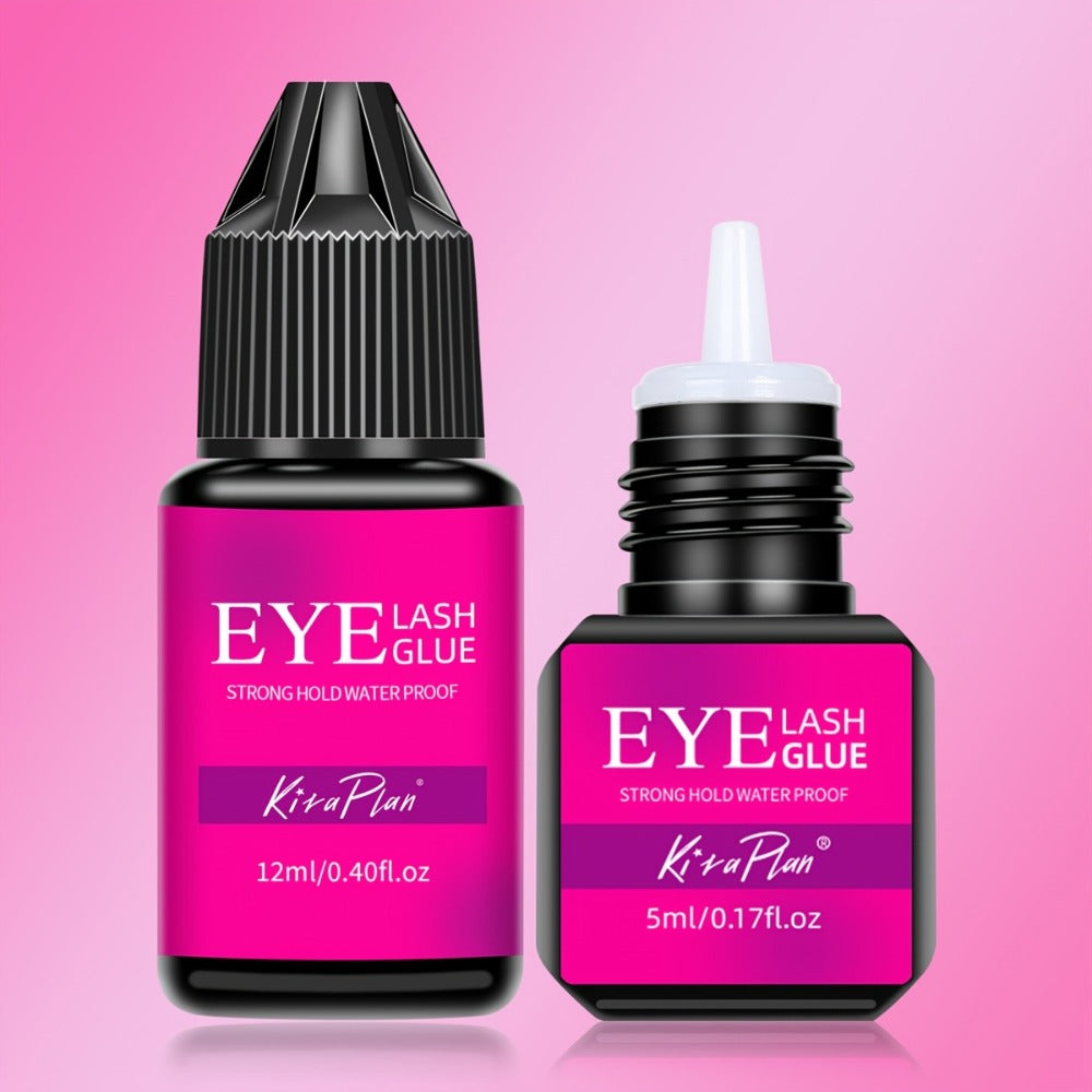 2pcs 0.17oz/0.41oz Eyelash Glue Eyelash Extension Supplies Black Lash Extension Eyelash Adhesive Strong Hold Drys In 0.5-1s with 6-7 Weeks Retention By Existing Beauty Lashes for Beginners to Use At Home And Cluster Lash DIY