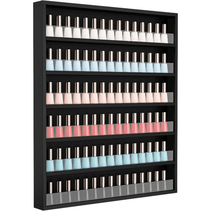 Nail Polish Rack Wall Mount Organizer 6-Tier 10-Tier Acrylic Baffle Salon Display Shelf for Home Spa Nail Studio Black White Pink