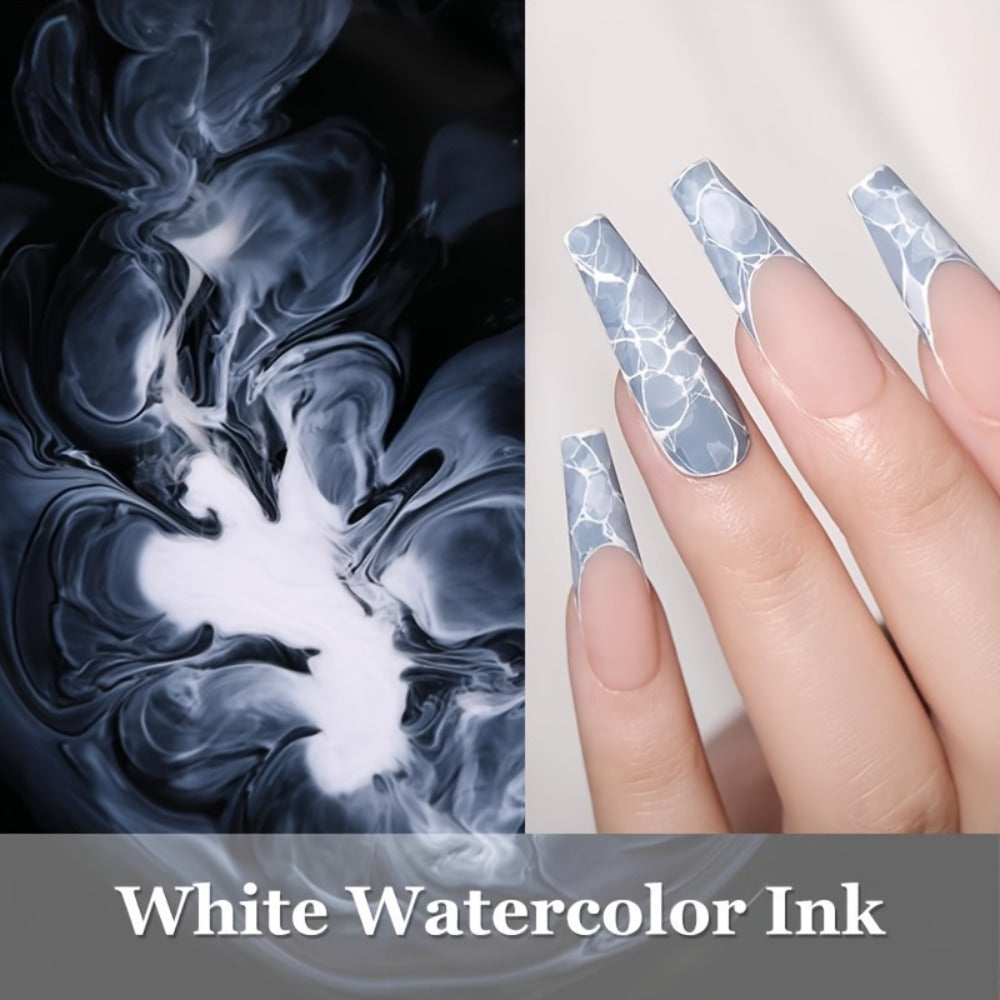 BORN PRETTY 0.51oz Watercolor Nail Polish White Gradient Flower Effect Semi Permanent Soak Off LED Nail Polish