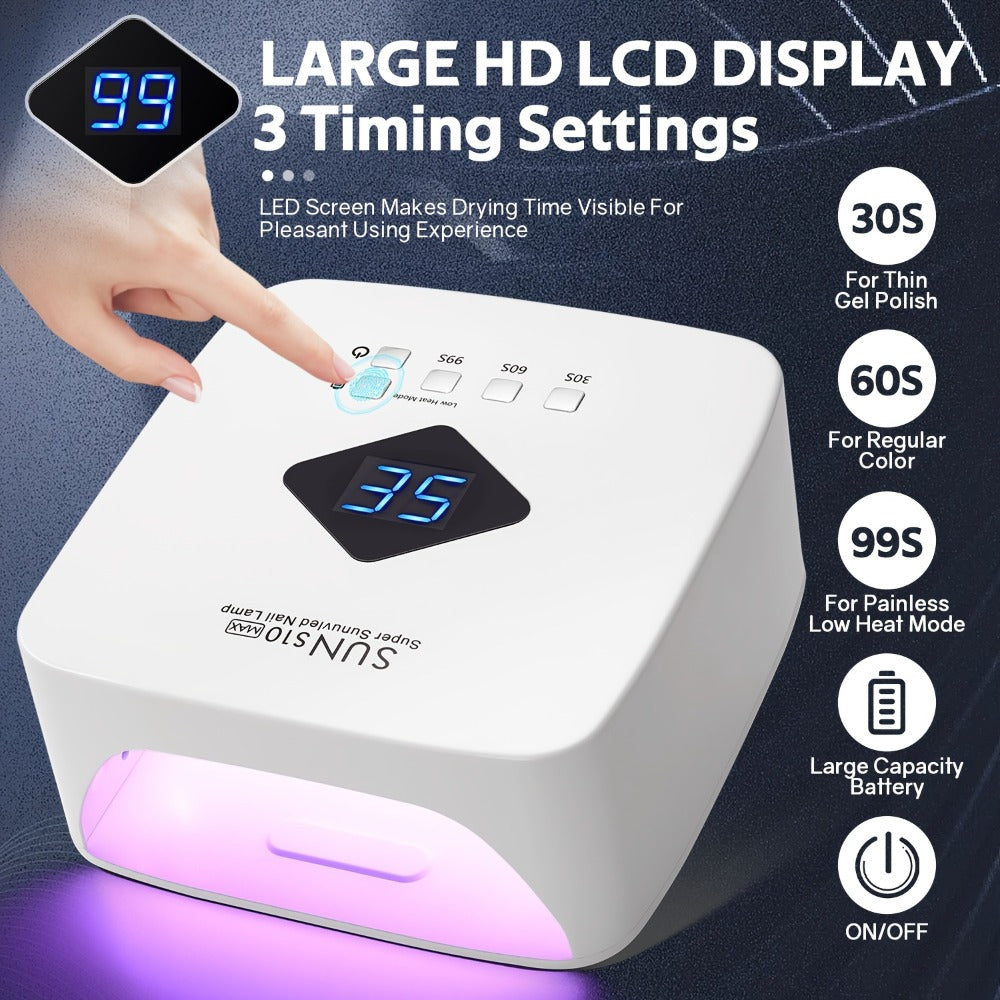 Rechargeable Professional Nail Dryer with 30 Beads, Featuring a Design And Three Timer Settings for Both for Home And Salon Applications
