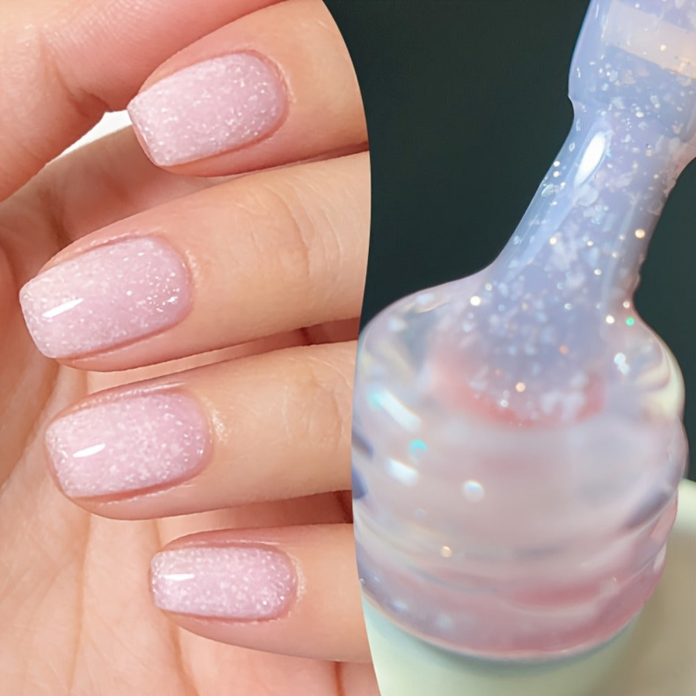 BORN PRETTY 0.34oz Snowflakes Pink Gel Nail Polish Jelly Color Sequins Soak Off Semi Permanent Gel Nails Art Gel Varnish DIY Christmas Nails