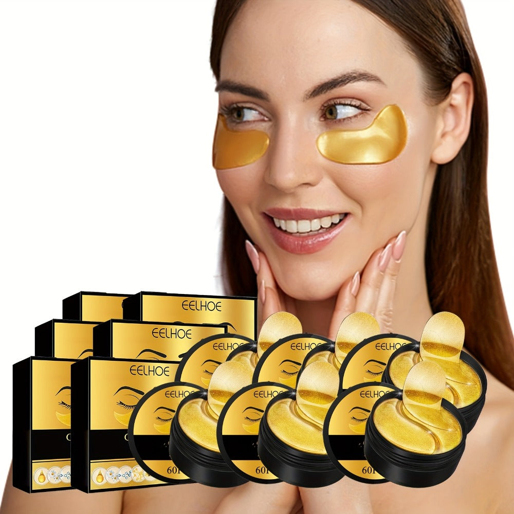 2 Boxes Of 120pcs--320g Golden Eye Mask, Glycerin, Collagen And Hyaluronic Acid, Deep Moisturizing Eye Skin, Suitable For Women Christmas, Valentine'S Day And New Year Gifts