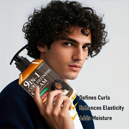 Curl Defining Cream 9-in-1 9.468 fl oz Moisturizing Long-Lasting Hold Frizz Control Non-Greasy Wavy Curly Normal Hair Unisex Multi-Benefit Styling Cream for Defined Bouncy Healthy-Looking Curls