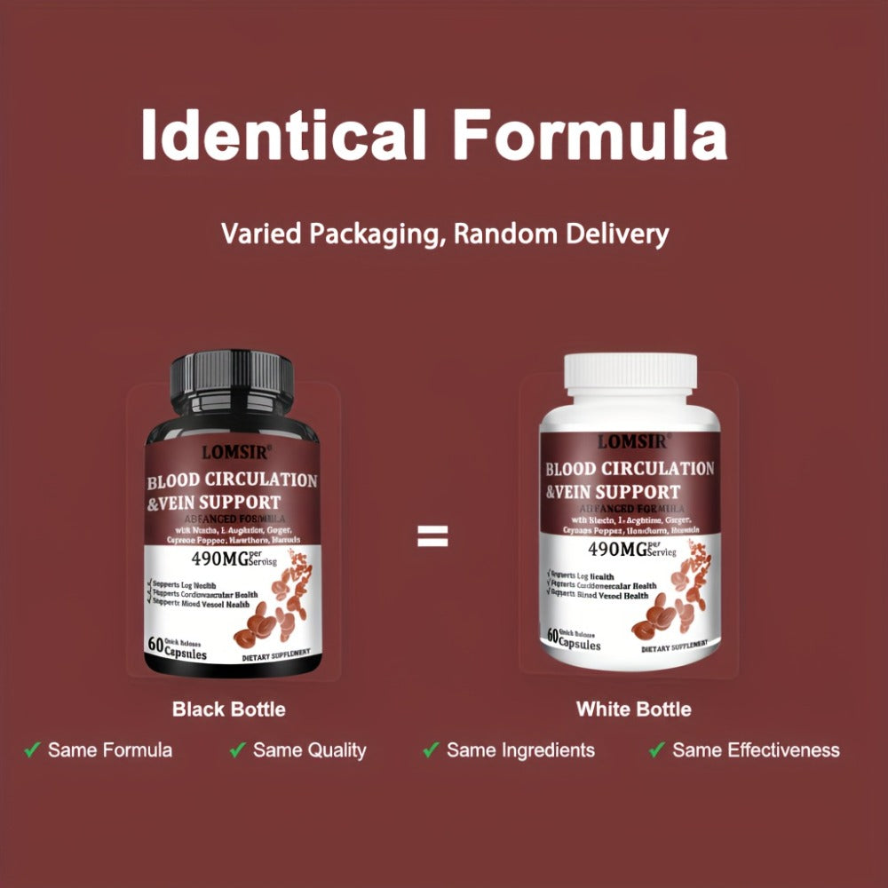 Blood Circulation Supplement, Supports Leg Vein, Heart, Vessels And Cardiovascular Health with Niacin, L-Arginine, Ginger, Cayenne Pepper, Hawthorn, Diosmin, Blood Flow Pills - 60 Capsules