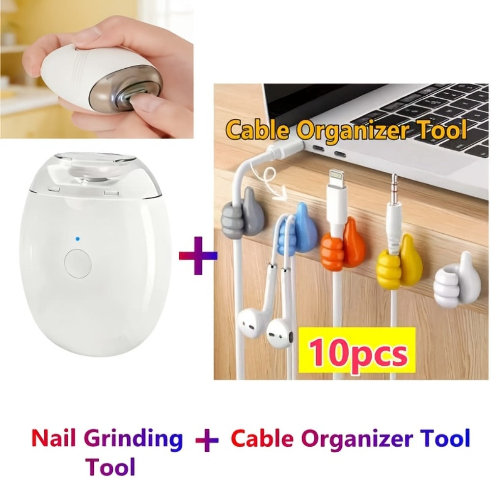 1/2pcs Rechargeable 2in 1 Electric Nail Clippers And Grinder Tool with Integrated Trimming And Polishing Multifunctional Nail Care for Adults USB Charging 36V Operating Voltage 500mAh Lithium Polymer Battery