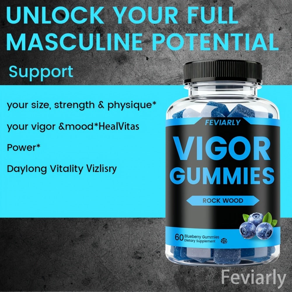 Booster Gummies, Vigor Gummies, Blue Chew, Men'S Daily Support, Lift, Level Up Manhood, Boost Your T, Support Mood, Wood, Men'S Multivitamin with Shilajit, Maca, Longjack, Fast-Acting for Women And Men - Blueberry Flavor