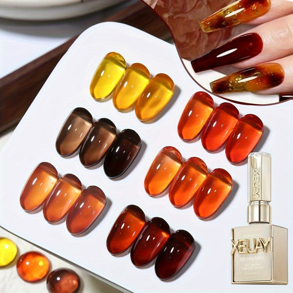 Amber Nail Trend 2025 Holographic Nail Art 6pcs/Set 0.51oz Magnetic Nail Gel Soak LED Gel Salon Women's Nail Art Tools Fashion Nail Gel