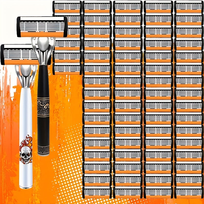Luxurious And Trendy Men's Shaver with 72 Ultra-sharp And Durable Stainless Steel Blades for Smooth Shaving. 2 Anti-slip Handles That Are Incredibly Smooth. A Must-have for Business Trips, Travels, And Festivals