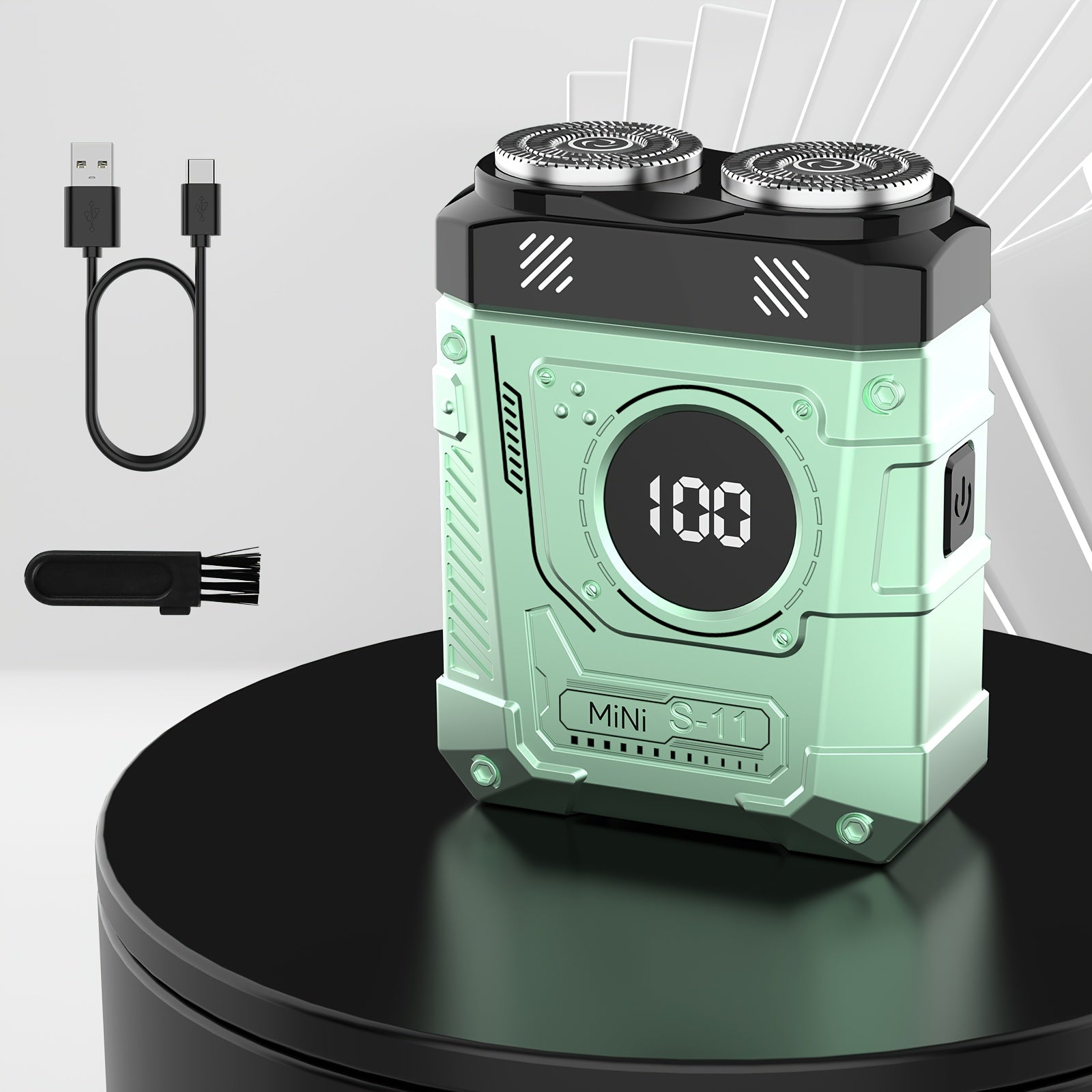2025 New Mecha Dual-Head Electric Shaver with USB Rechargeable Battery, 3 Colors Available, 2-In-1 Dual-Head Design, 3-Speed Adjustable Speed, 3-Speed Adjustable, Shaving
