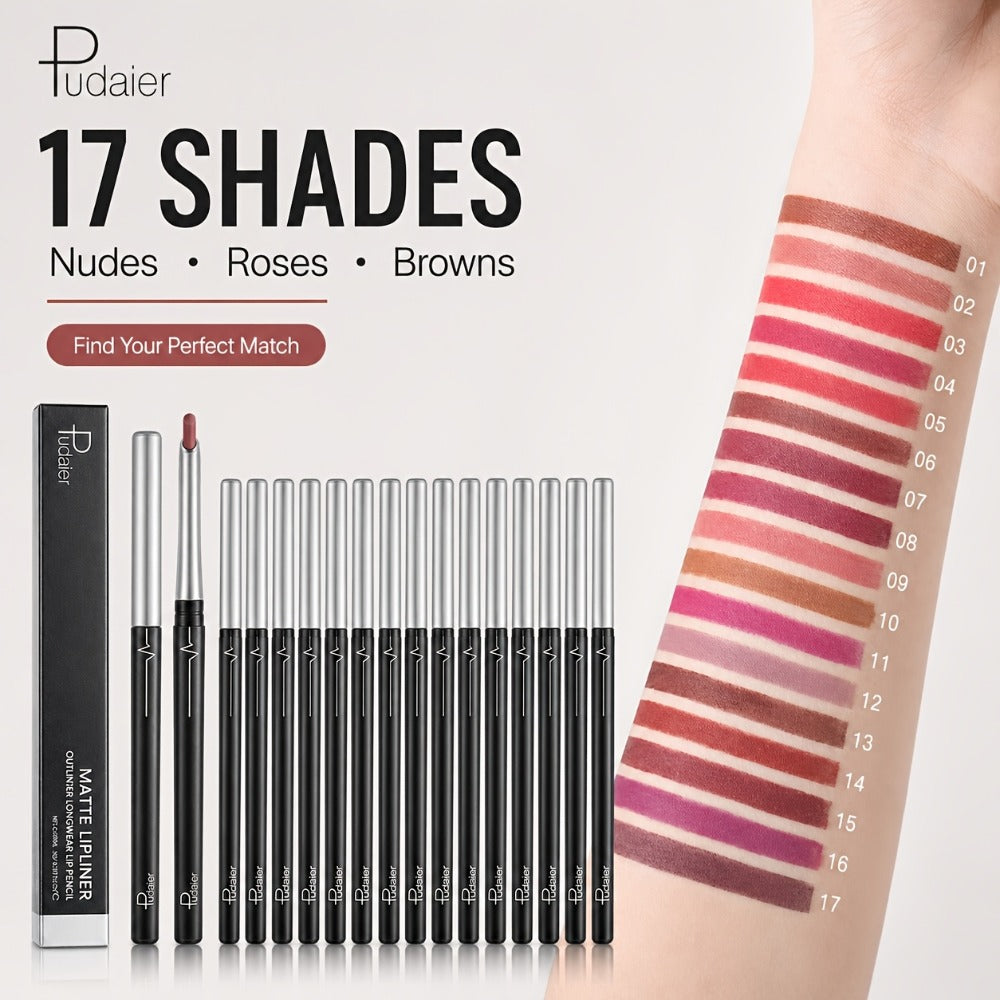 Lip Liner Pencil Matte Long Lasting Waterproof Non-Fading Non-Stick Precise Definition Smooth Glide Lip Outliner for All Day Wear