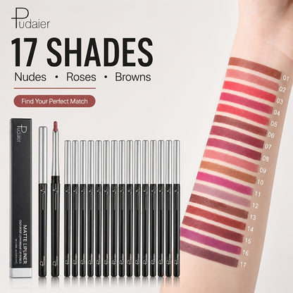 Lip Liner Pencil Matte Long Lasting Waterproof Non-Fading Non-Stick Precise Definition Smooth Glide Lip Outliner for All Day Wear