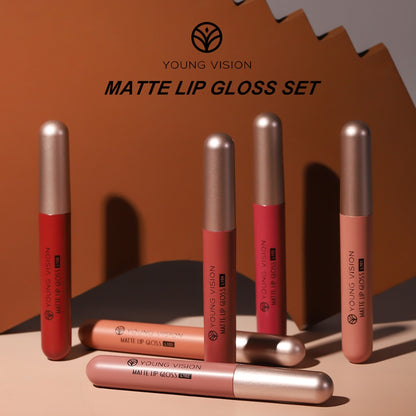 Liquid Lipstick Set 6pcs Matte Nude Long Lasting High Pigment VISION Lip Gloss Bundle Waterproof Smudge Proof Lip Color Kit Gift for Women Girls