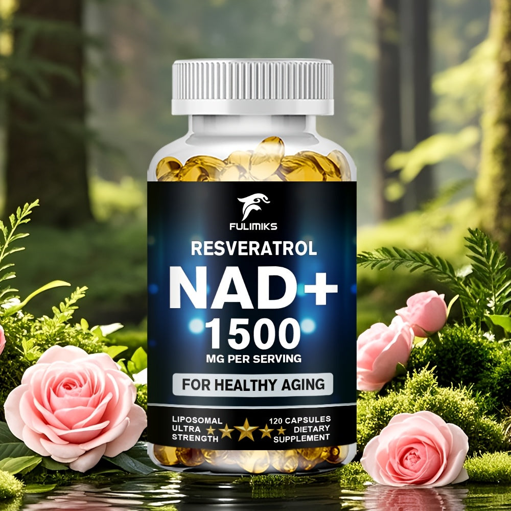 NAD+ Resveratrol Supplement, Supports Brain Health, Skin Support, for Man And Women - 120 Capsules