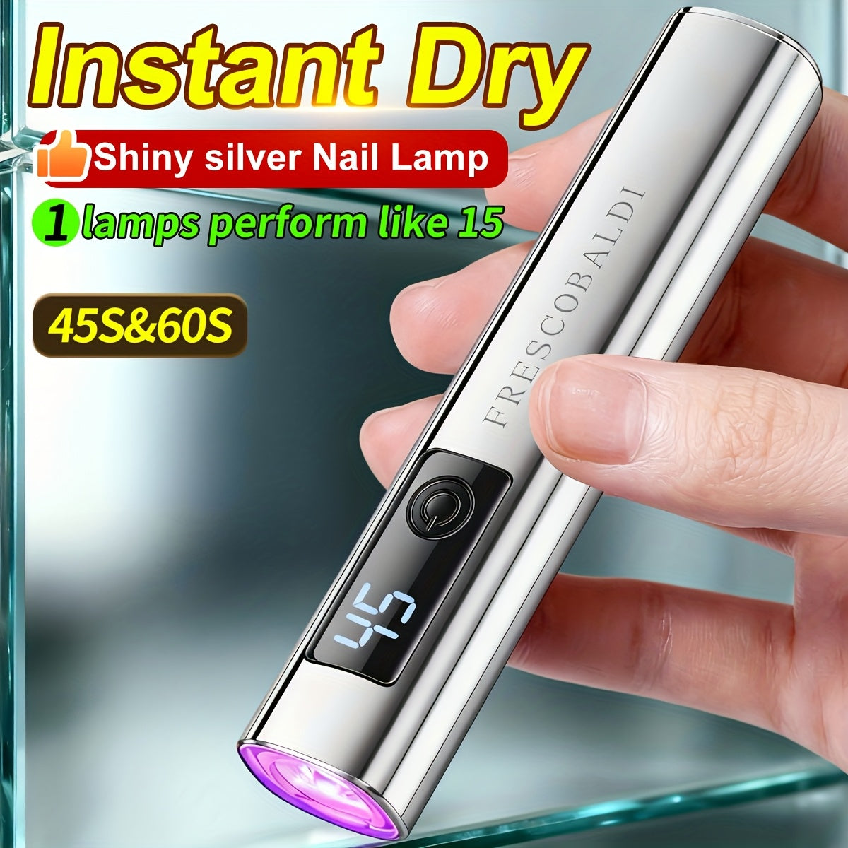 LED Nail Lamp Portable Handheld — Mini USB Gel Nail Dryer with LCD Display for Fast Curing Gel Polish, Compact Nail Light for Manicure Pedicure at Home & Salon, Available in Gold, Rose Gold & Metal