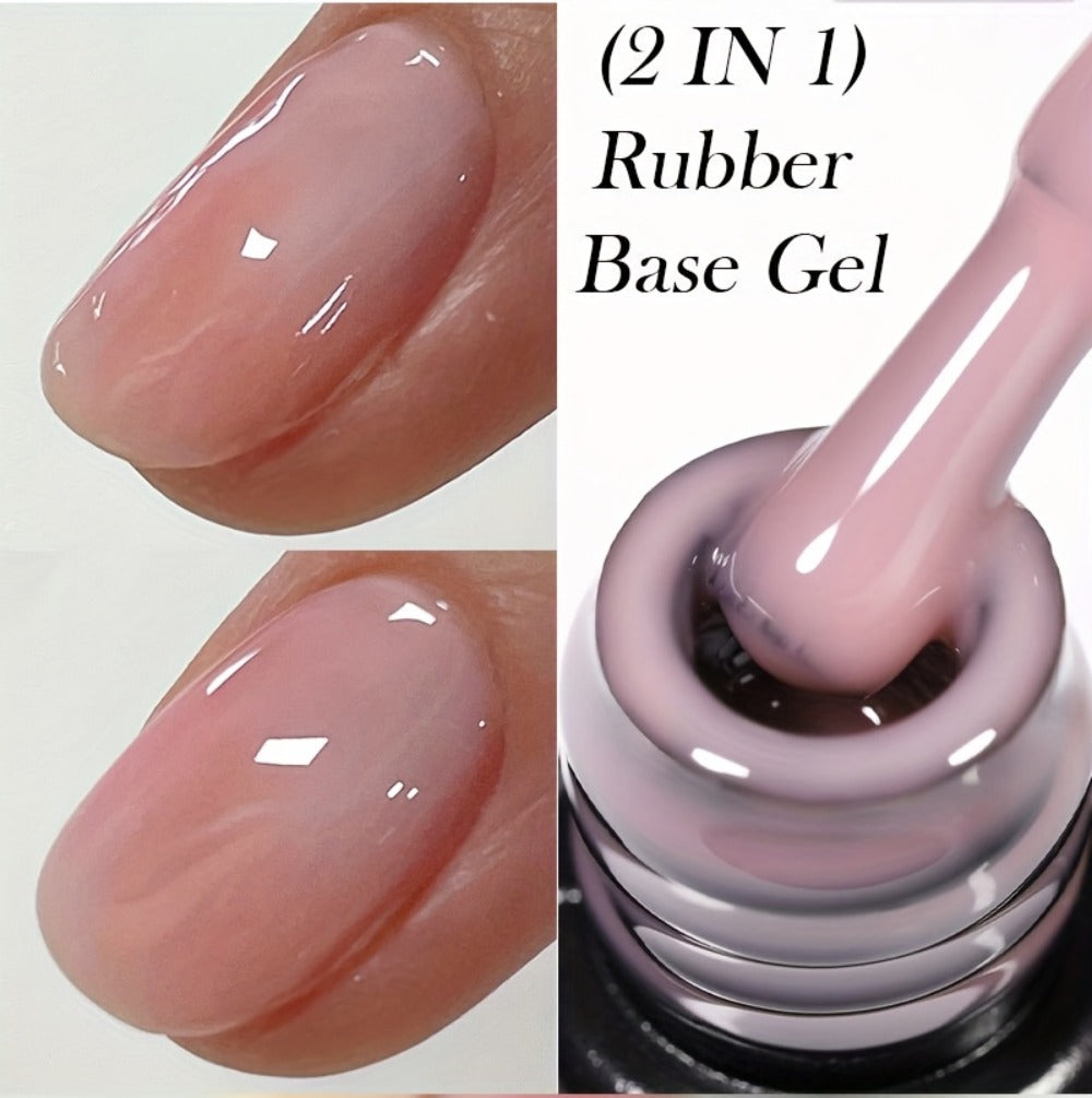 LILYCUTE 0.24oz 6pcs 2 In1 Rubber Base Gel Nude Pink Color Soak Off LED Semi Permant Self-leveling Gel Nail Art Varnish